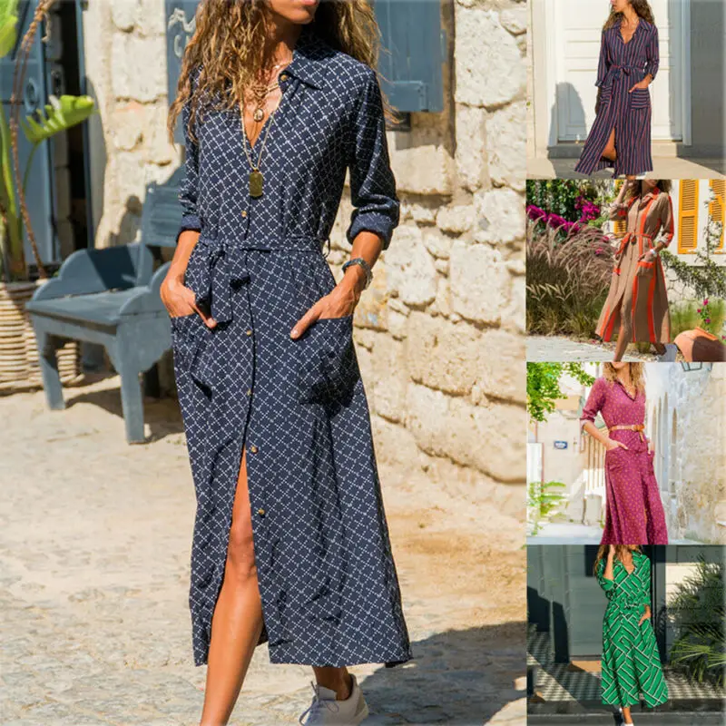 Женское платье с запахом длинным рукавом и глубоким V образным вырезом|Женские