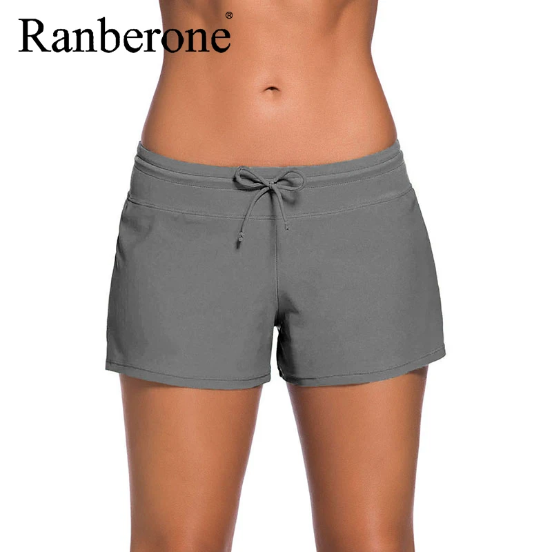 Ranberone Summer Plus Size boxer Sport Shorts Swimming Trunks Female Running Tight Gym Fitness Shorts Quick-Drying Sportswear