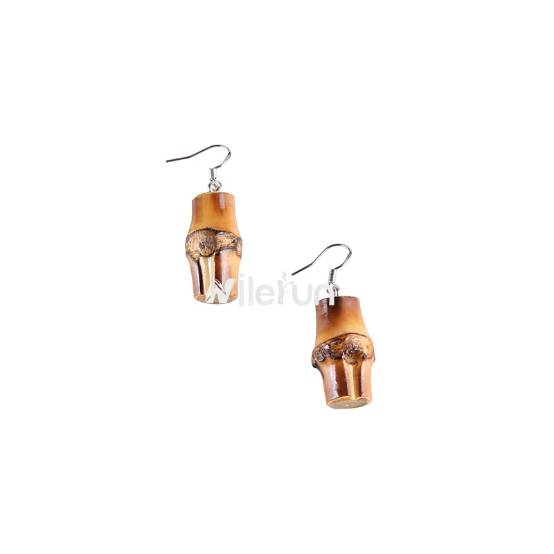 

Nilerun Creative Hiphop Small Unique Handmade Natural Bamboo Rhizome Root Beads Earrings