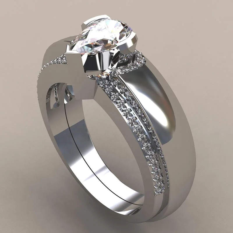 

New Simulation Diamond Ring Set Creative Engagement Ring