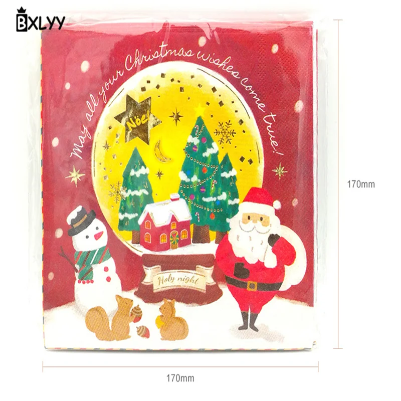 BXLYY рождественское двухэтажное печатное бумажное полотенце, рождественские украшения, вечерние принадлежности для домашнего декора, аксессуары для детской душа. 7