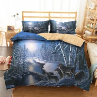 bed linen bedroom clothes 3d winter cruel wolf printed home textiles with pillowcases for adult queen double size