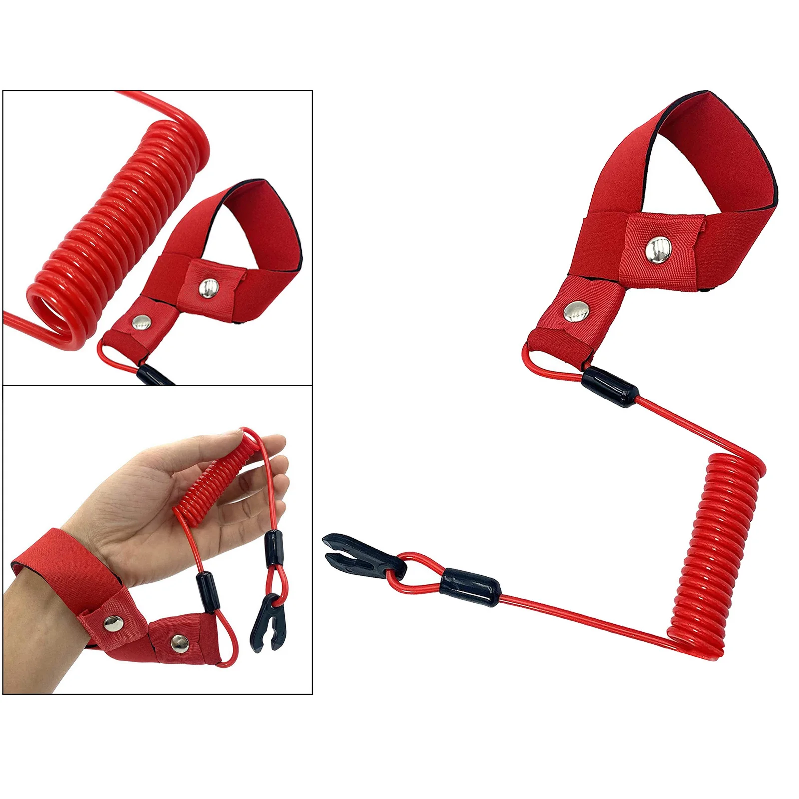 

Red Engine Stop Switch Key Lanyard Safety Cord for Yamaha Outboard ATV Bike