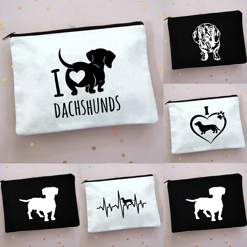 Уличные косметички Dachshunds с принтом для девушек женский косметический чехол