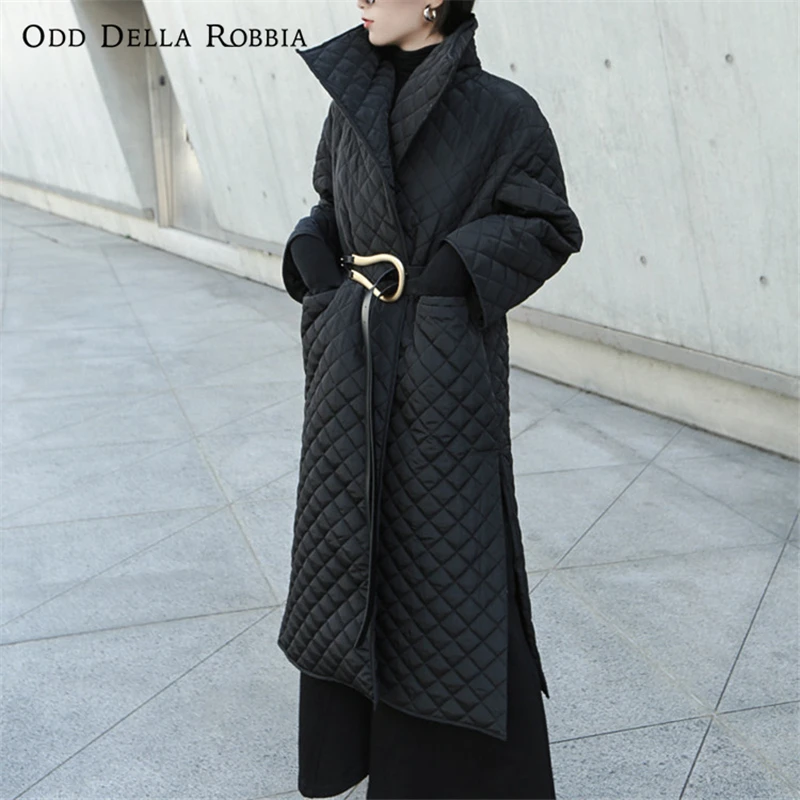 

OddDellaRobbia 2021 Big Size Long Cotton-padded Coat Long Sleeve Loose Fit Women Parkas Fashion Tide New Spring Autumn 1271