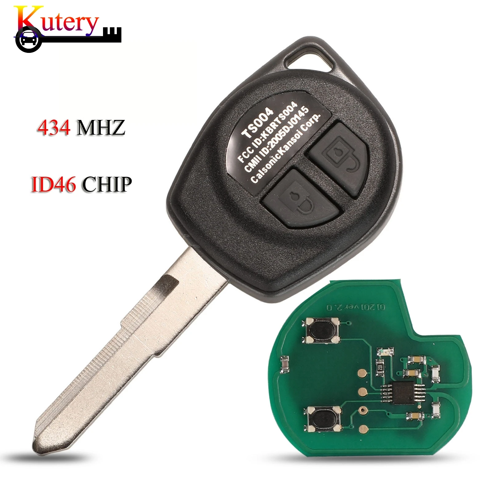 

jingyuqin 5pc/Lot Remote Car Key For Suzuki Swift SX4 Alto Vitara Ignis Jimny 2006-2010 433MHZ ID46 Chip KBRTS004 With 2 Buttons