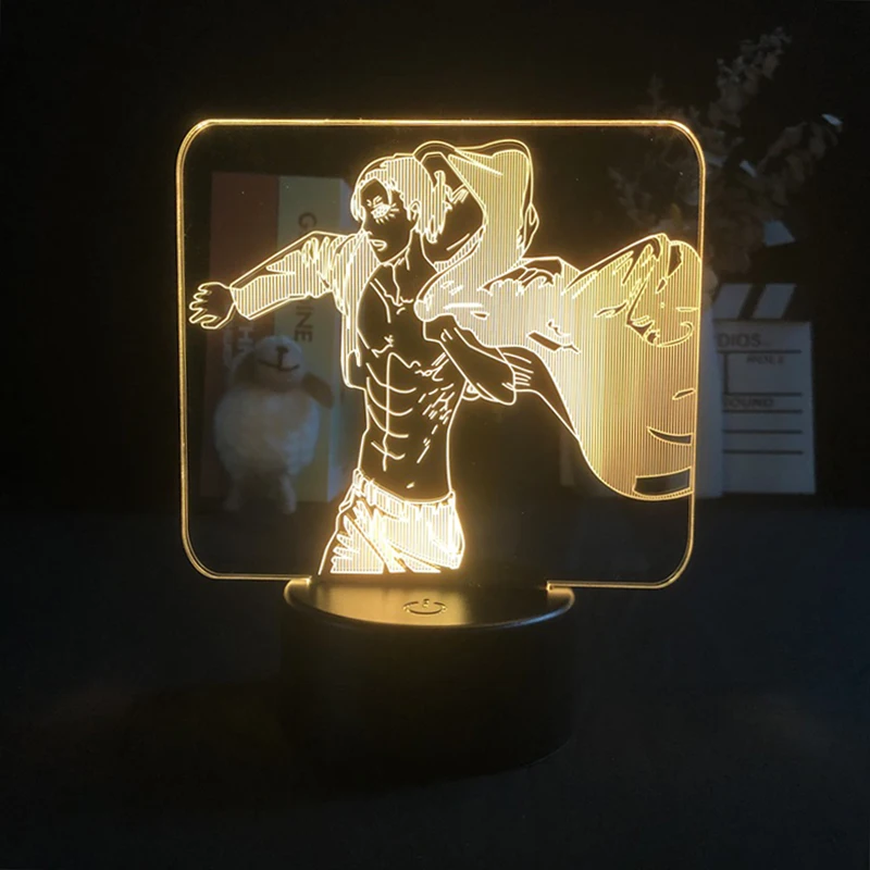 

Attack on Titan 4 Eren Yeager Japanese Anime Manga Directly Supply 3D Night Light Alarm Clock Base Color Present Projector