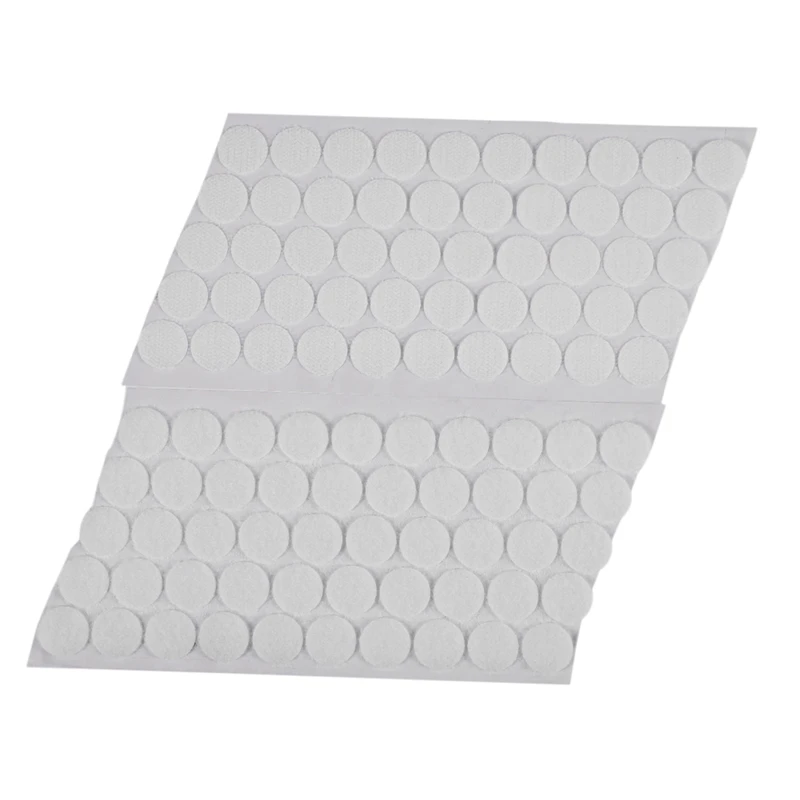 

50 Pairs Magic Sticky Self Adhesive Buckle Hook Loop Round Pads Craft Tape White