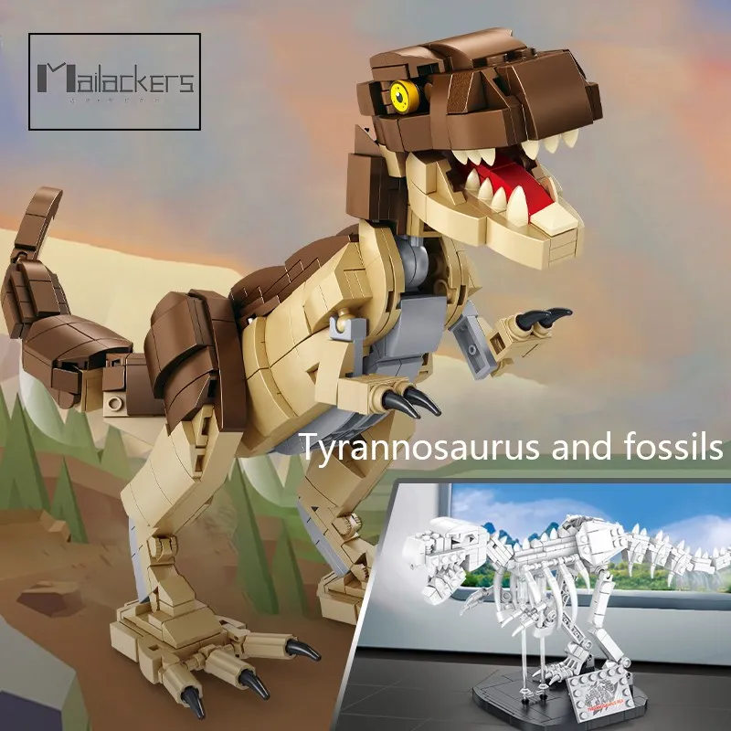 

3D Динозавры Mailackers, скелет, строительные блоки, кирпичи 2 в 1, динозавры, Музей науки, игрушки для детей, подарок