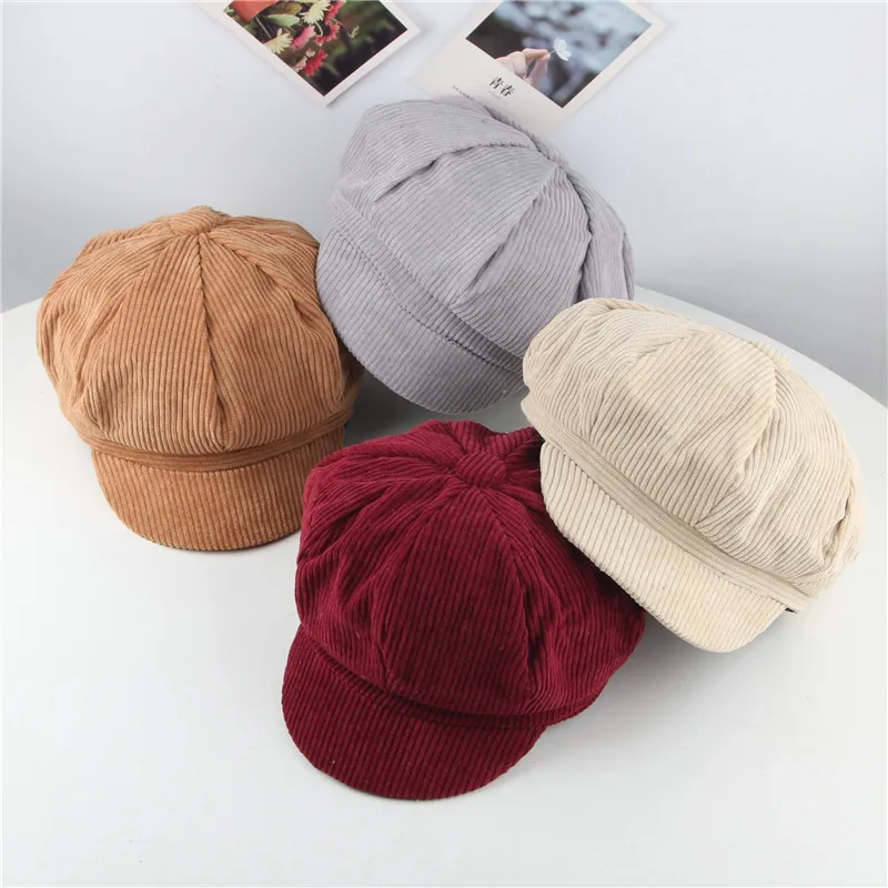 

2021 Autumn Beret Caps for Boy Kids Cap Corduroy Baby Boys Hat Outdoor Hats Sun Hat Unisex for Children Duckbill Caps