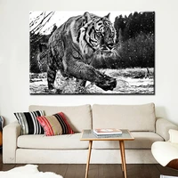 modern black white animals posters and prints wall art canvas painting tiger and wolf pictures for living room decor no frame