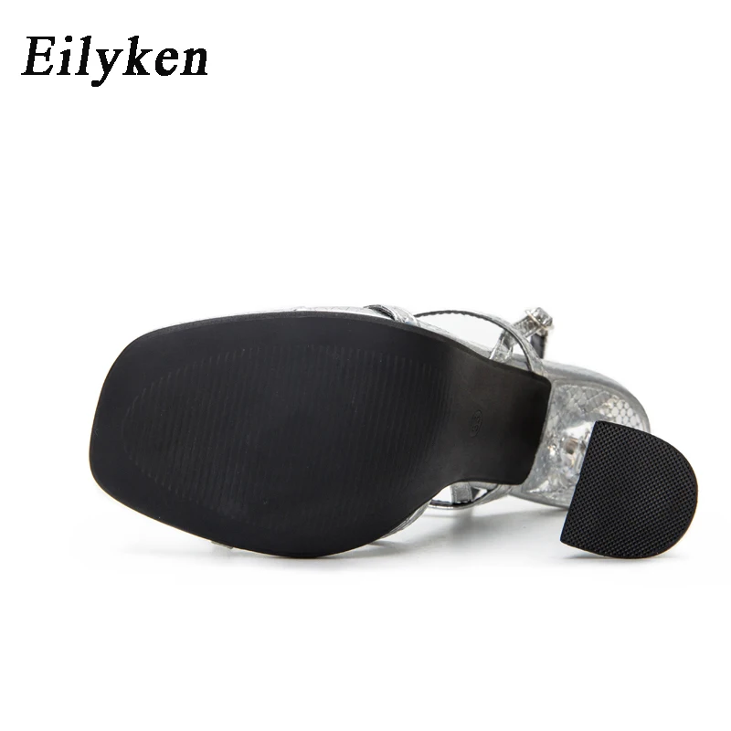 Eilyken/Новинка; Серебристые босоножки с ремешком сзади; Прозрачный каблук из плексигласа; Высокий каблук-шпилька; женские свадебные туфли-лодочки с ремешком на пятке