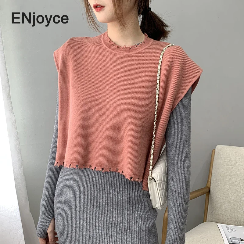 Осенний модный дизайнерский свитер с круглым вырезом женские свободные топы