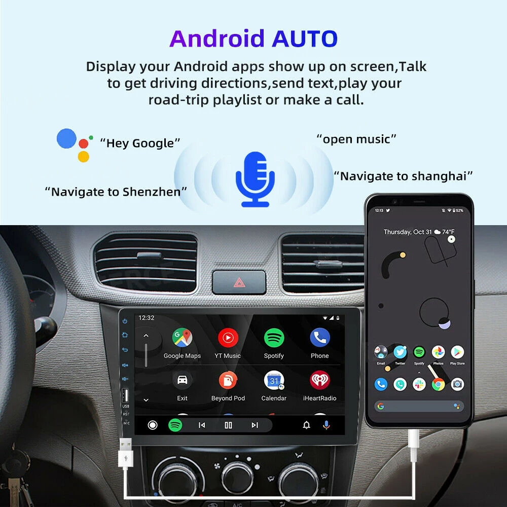 $76.99 9'' 1 Din Car Stereo Radio 9008CP Carplay Navigation Android Auto HD Touch MP5 Player Mirror Link FM Bluetooth Multimedia Player