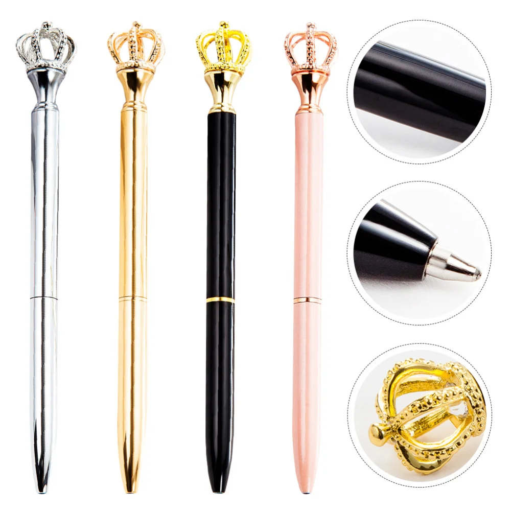 

4pcs Creative Ballpoint Pen Crown Shape Ink Pens School Student Signature Pens