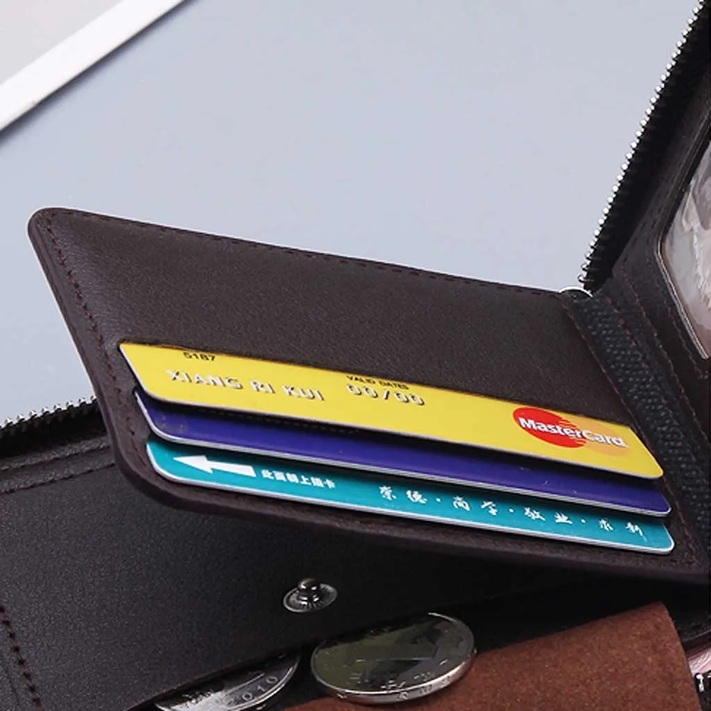 Coin Purse Men's Short Wallet Fashion Casual Solid Zip Business Canvas Small Square Multifunction Кошелек Мужской | Багаж и