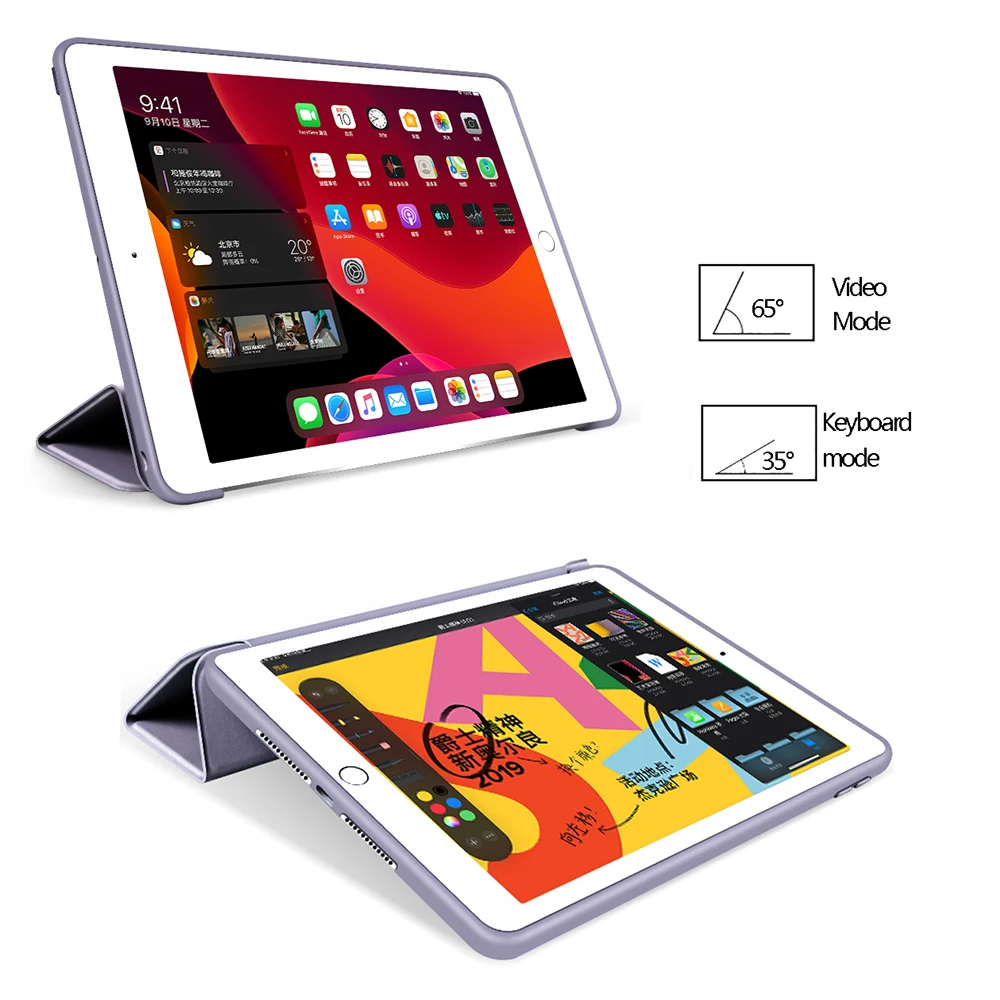 7-го поколения, трехслойный смарт-чехол, funda для iPad, 10,2 дюймов, Автоматический Режим сна/пробуждения, светильник, весовая подставка, силиконовый чехол, A2200, A2198, A2197