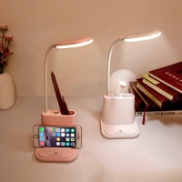 creative 3 in 1 pen holder led eye protection reading desk lamp portable usb charging touch dimming bedroom bedside night lights