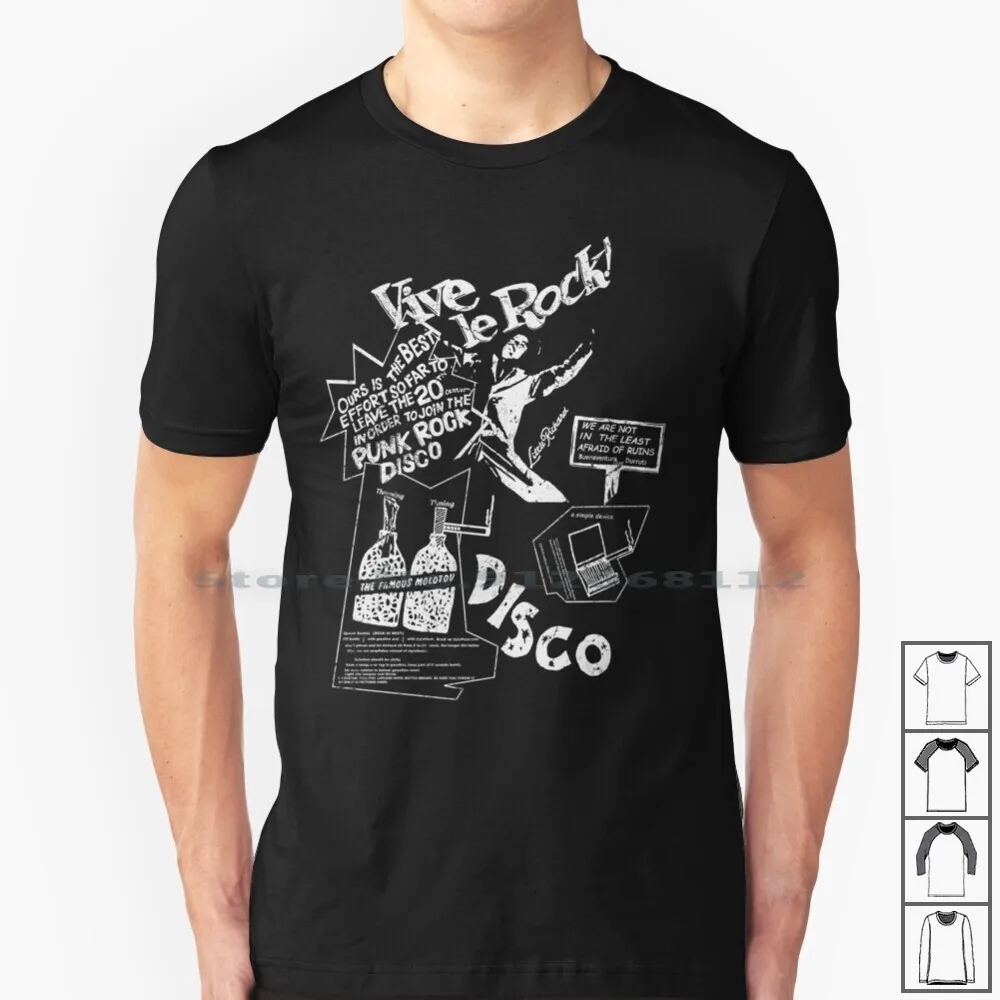 Vintage Look Vive Le Rock. T Shirt 100% Cotton Vive Punk 70s Uk Adam Ant Sid Vicious Music Disco Seditionaries Westwood