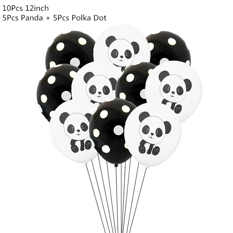 10pcs set Мультяшная панда тематическая вечеринка на день рождения украшения одноразовая посуда набор тарелок салфетка панда вечерние шары подарок для ребенка - Цвет: 10pcs set