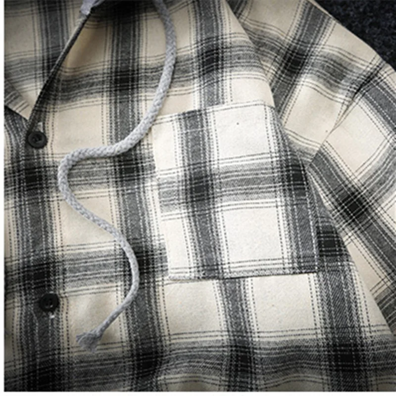 

BOLUBAO Fashion Brand Mens Plaid Shirt Spring New Harajuku Style Male Casual Shirt Men's Hooded Long Sleeve Shirts Tops