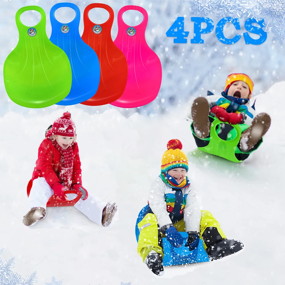 4 PCS Thicken Kids Adult Snow Sled Solid Color Ski Board Sleigh Outdoor Grass Sand Slider Snow Sled Sledge Entertainment Tools