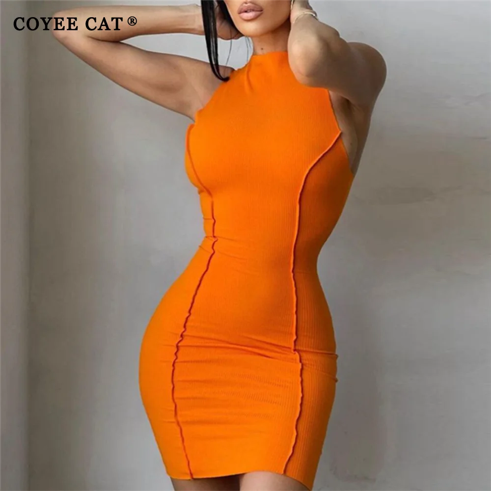 

CoyeeCat Women's Solid Casual Dresses 2021 Sleevelss Simple Summer Mini Dress for Women Fashion Club Party Bodycon Elegant Robe