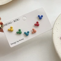 6pcsset 2022 new summer multicolor daisy flowers mickey exquisite small stud earrings sweet cute woman girl earring accessories