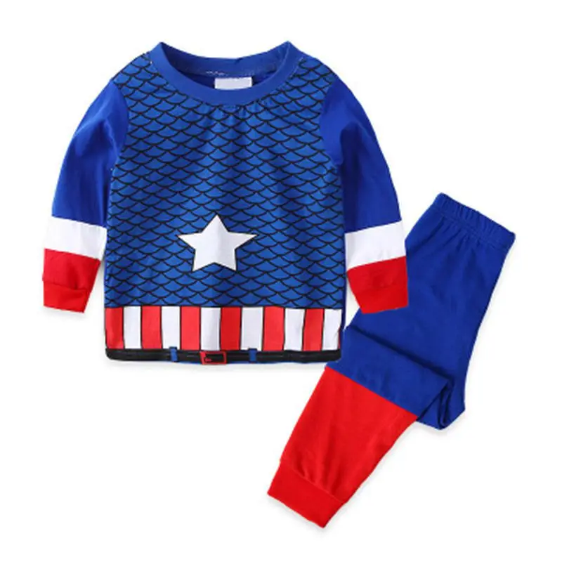 Color as shown Детские пижамы, Infantis, пижамы для детей, новая одежда, пижамы для маленьких мальчиков,, хлопковая одежда, Мстители, Капитан Америка - Цвет: Color as shown