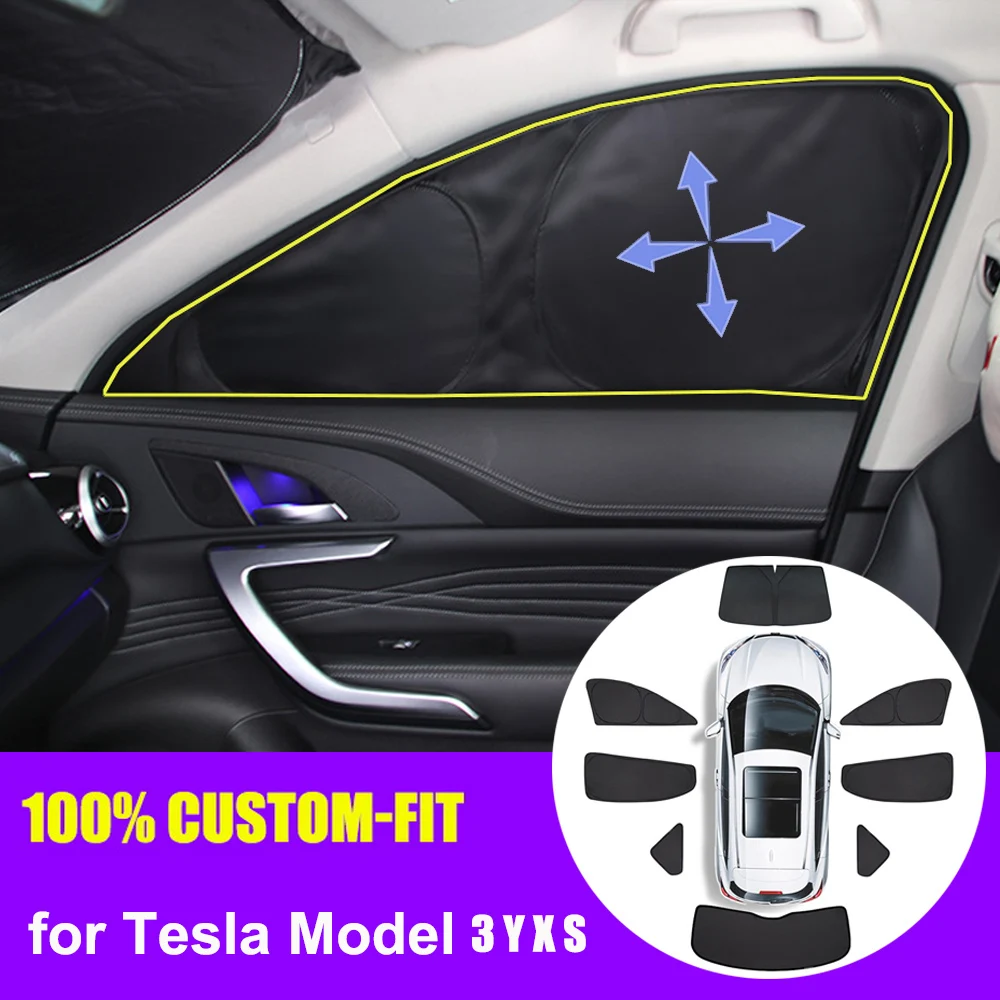 Privacy Sun Shade for Tesla Model 3 Y S X Custom-Fit Car Side Window Sunshade Blind Shading Camping Hiking Rest Accessories |