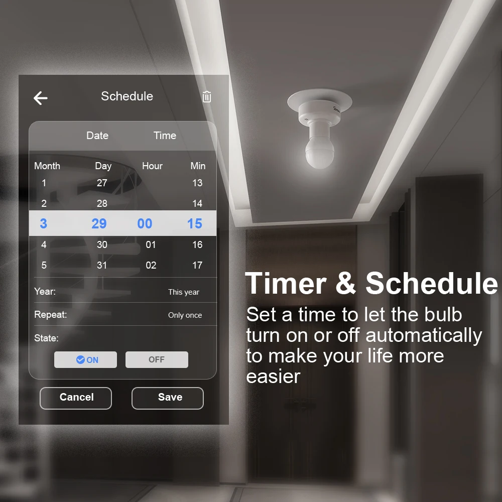 5 шт. беспроводной светодиодный смарт переключатель Sonoff Slampher R2 E27 433 МГц с