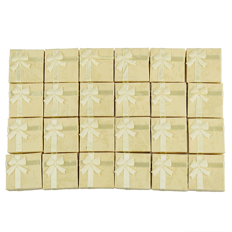 

24 Pcs Ring Earring Jewelry Display Gift Box Bowknot Square Case