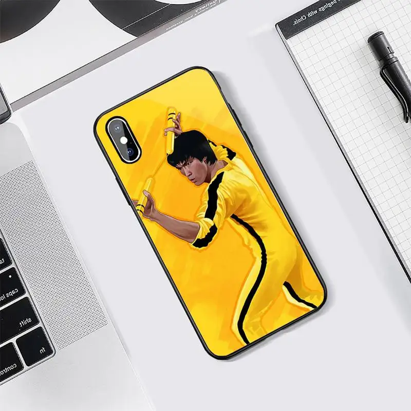

Bruce Lee Kungfu Taekwondo fashion Phone Case Tempered glass For iphone 5C 6 6S 7 8 plus X XS XR 11 PRO MAX