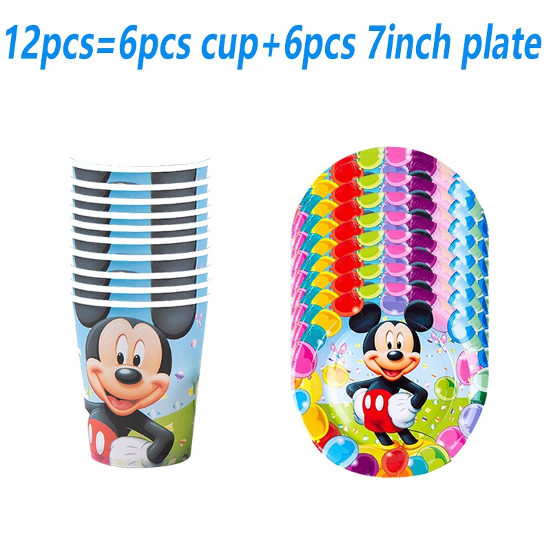 

Disney Mickey Mouse Kids Birthday Party Decorations Supplies Party Disposable tableware Set Paper Cups Plates Kids Favor Gifts