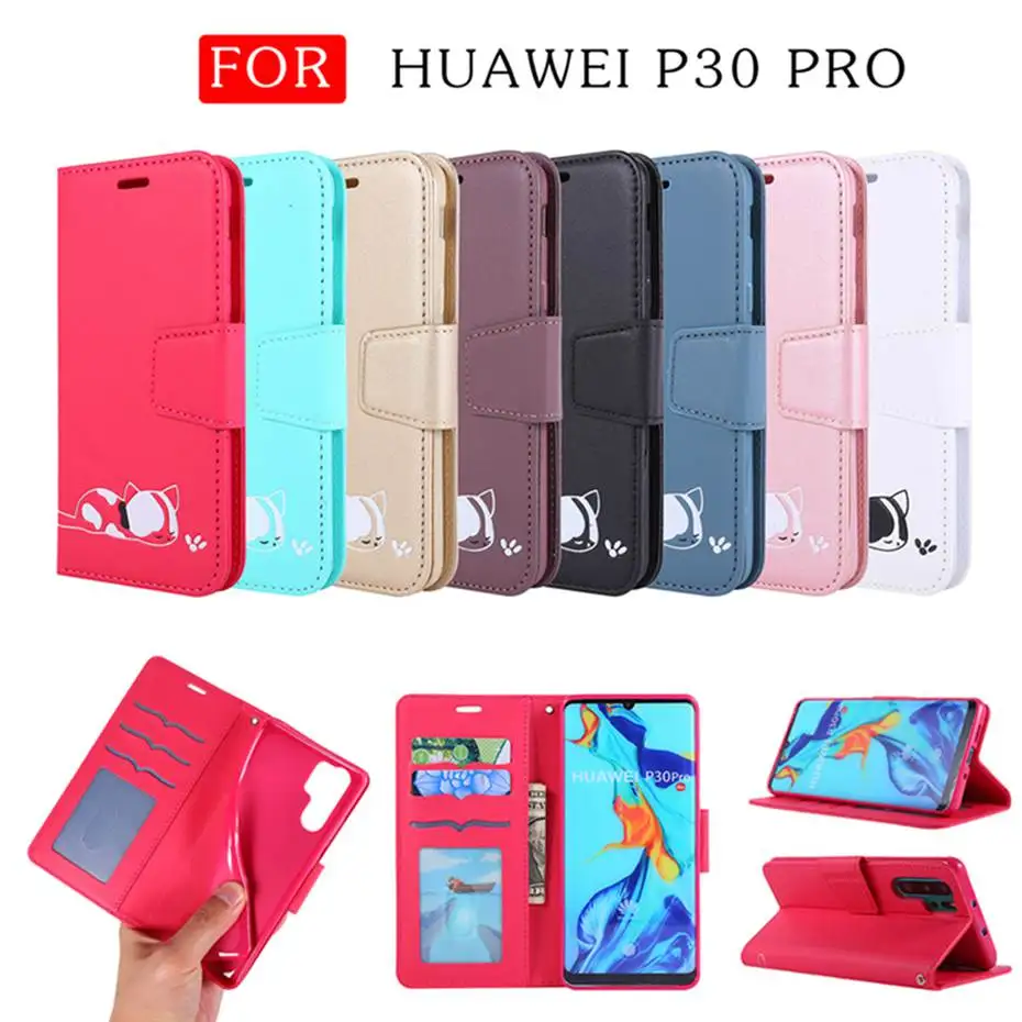 Флип кейс из искусственной кожи для huawei Honor 20 10 Lite Pro чехол кошелек P20 P30 Y6 Y7 2019 милый