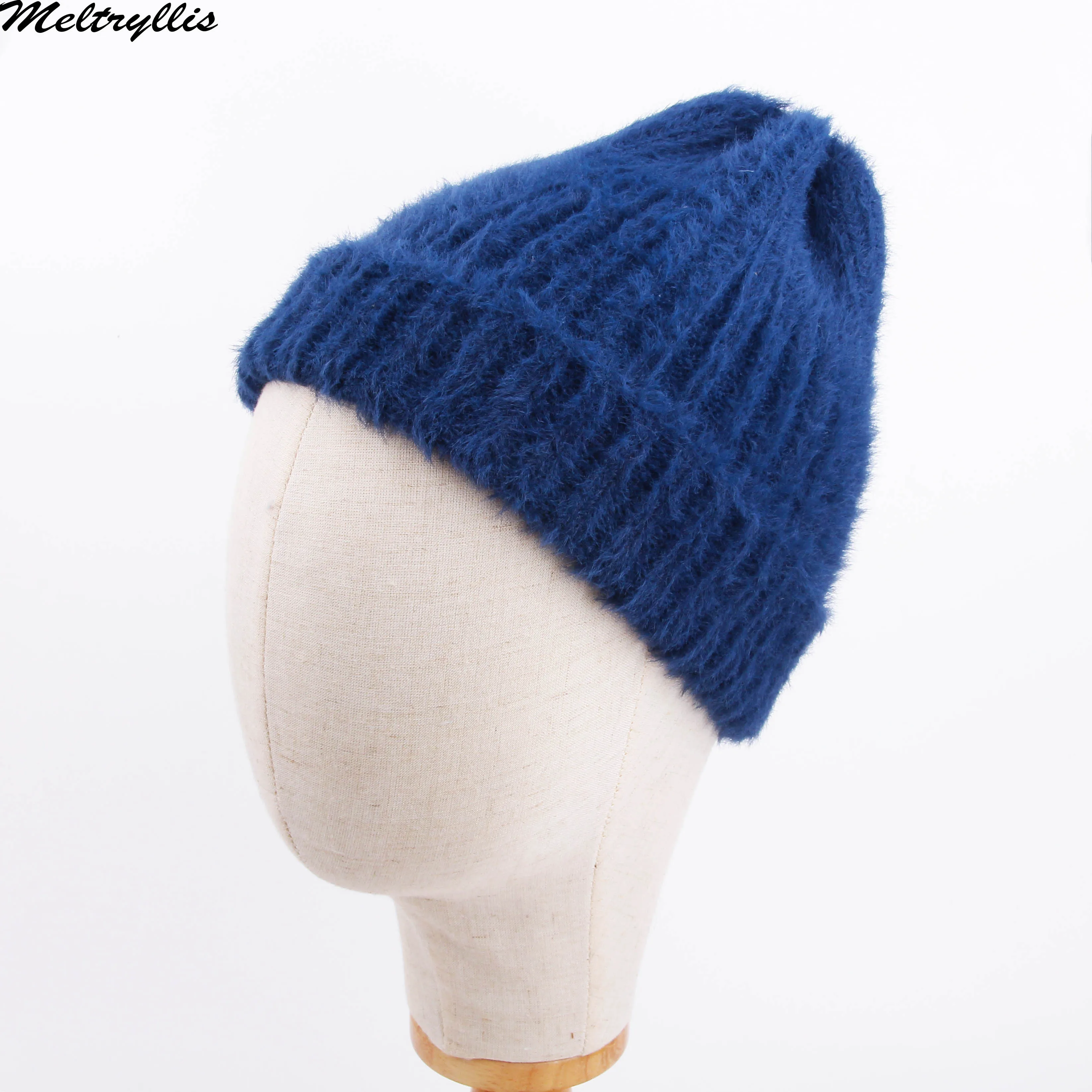 

[Meltryllis]Winter Cap Knitted Beanies Wool Rabbit Cashmere Warm Solid Color Wool Knit Beanie Women Fashion Casual Hat