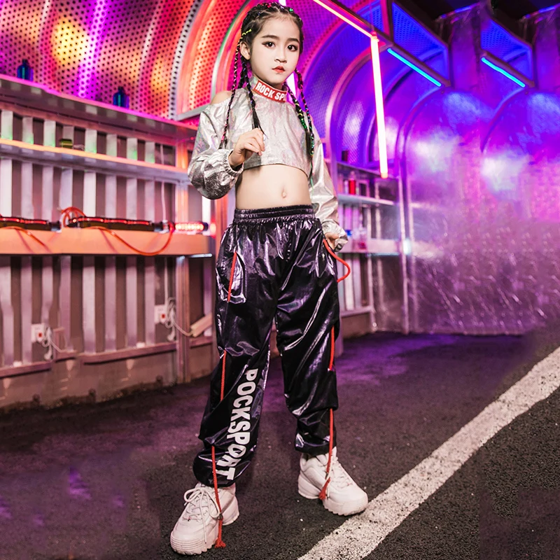 Костюм для танцев в стиле хип-хоп девочек сценический костюм топ штаны