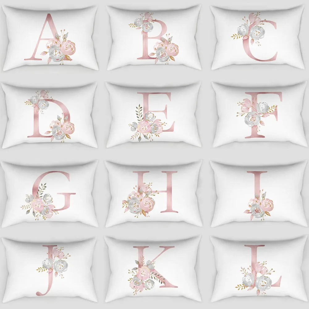 

Rectangle Decorative Pillowcase 26 Letter Printing Sofa Bedroom Seat Car Soft Short Plush Cushion Cover Home Decoration 30*50 cm