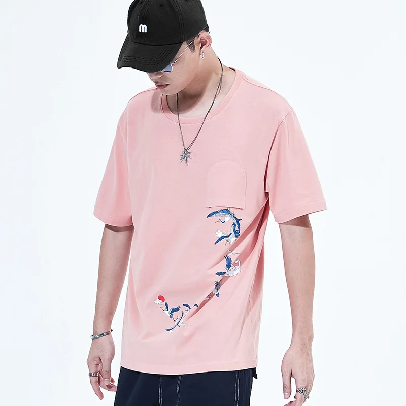 

Wimilous Men's T-shirt 2021Summer Baggy Chinese Styles Print Round Neck Short-Sleeve Chinese Fashion Tops