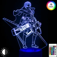 3d anime led lamp attack on titan series night light bedroom decoration 16 color changes touch switch cool boy childrens lights