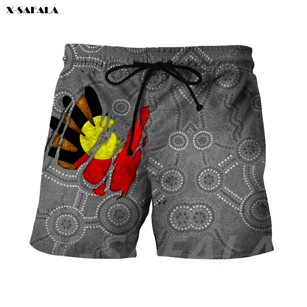 

Aboriginal Tattoo Australia 3D Printed Man Male Running Shorts Street Wear Elastic Waist Summer Beach Drawstring Jogger Pants