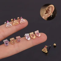 1pc christmas stud earrings for women tragus cartilage ear piercing cute helix daith stainless steel korean small jewelry gifts