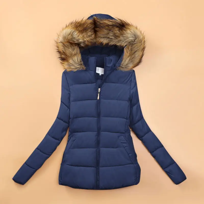 

New 2021 Winter Jacket Women Fake hair collars Womens Parkas Outerwear Warm hooded Winter Coat Female Jacket with Detachable Hat