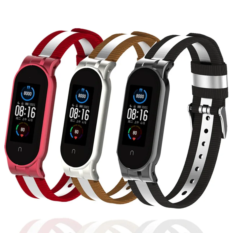 

Strap Bracelet for Mi Band 6 5 Strap Wrist Bracelet Smart Band Metal Stainless Steel Nylon Miband For Xiaomi Mi Band 5 6 4 3