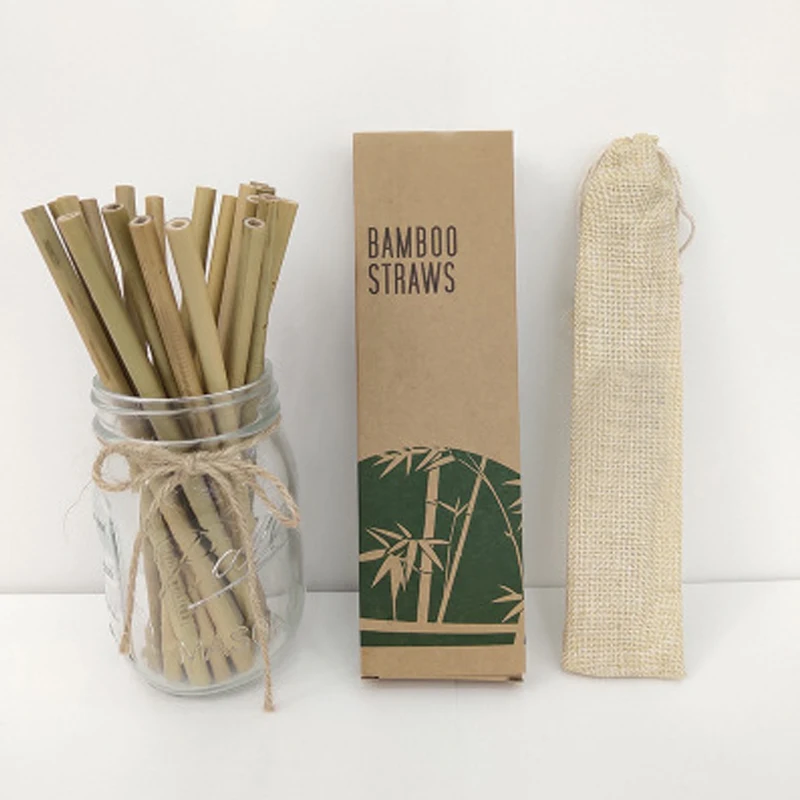 12 шт./компл. бамбуковая Питьевая Соломки с щеткой для чистки многоразовый eco friendly
