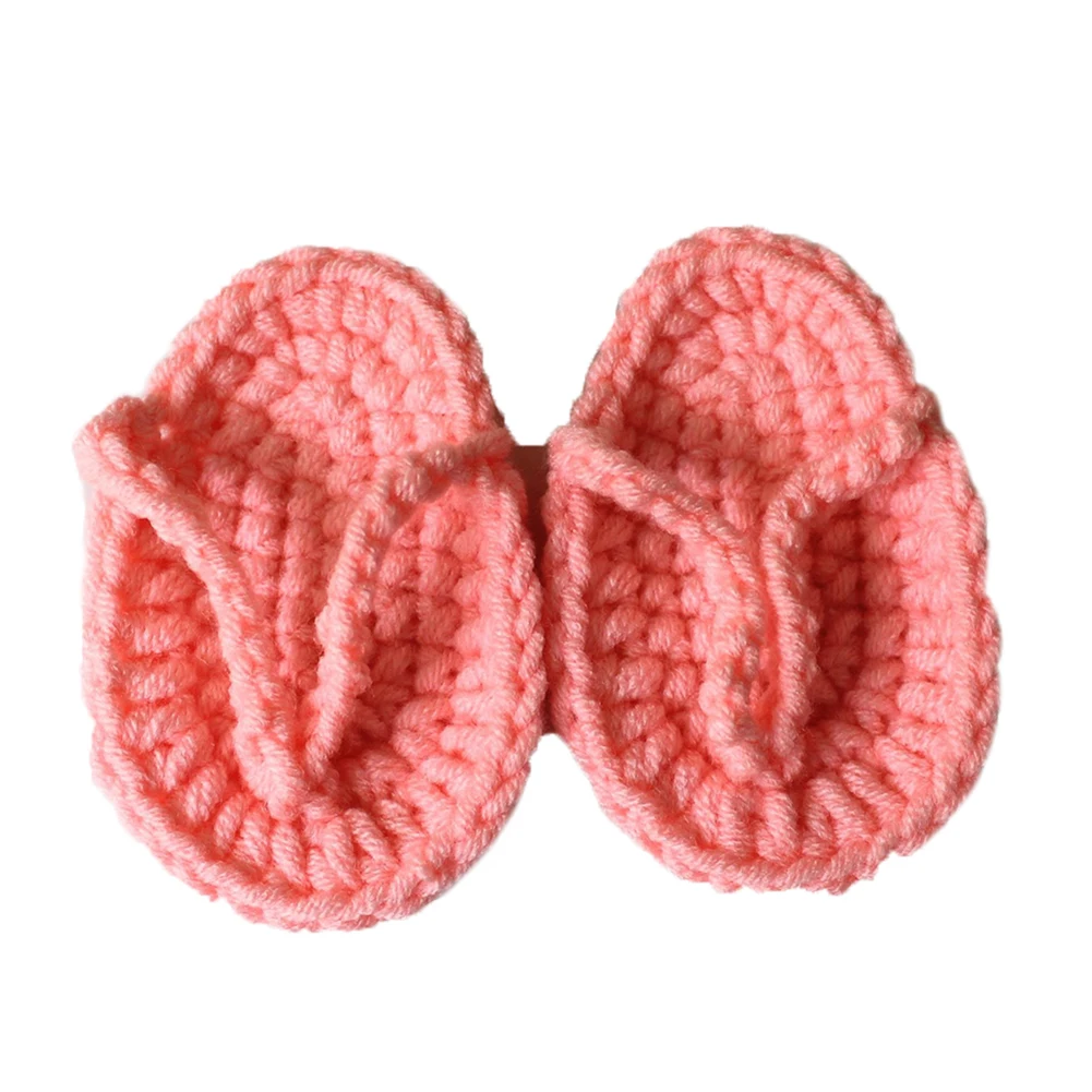 Newborn Baby Solid Color Mini Crochet Flip-Flops Infant Slippers Photo Props | Мать и ребенок
