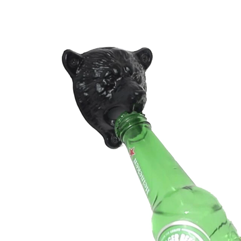 Винтажный чугунный дизайн в виде медведя открывалка для пивной соды настенный