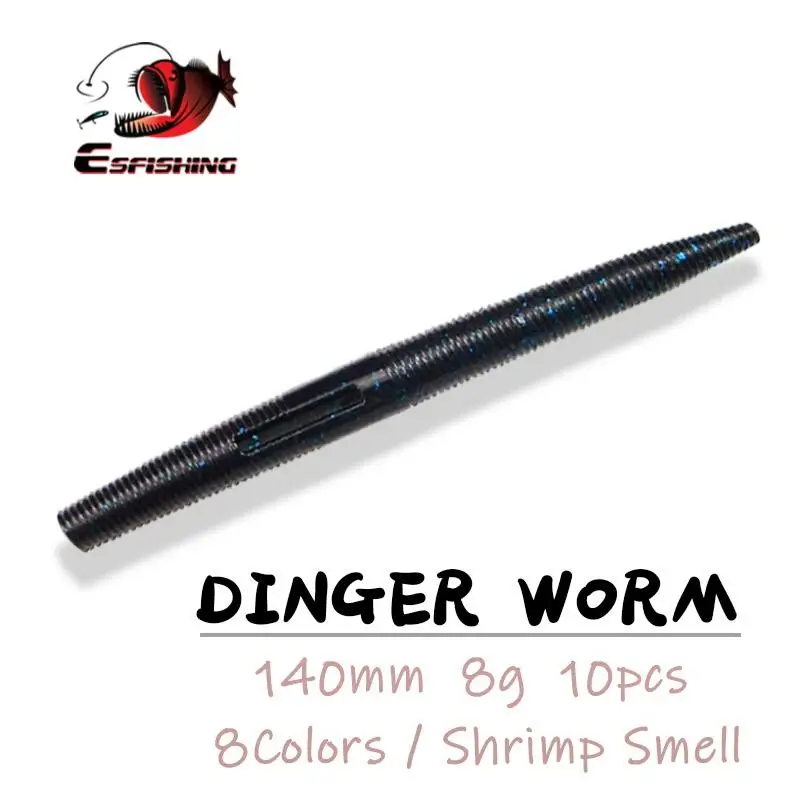 ESFISHING рыболовные приманки Sea Dinger Worm 140 мм 8 г 10 шт. приманка для джиггинга Мягкая