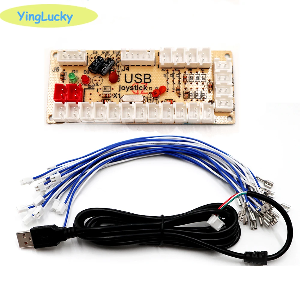 

100pcs 1 Player Zero Delay USB Encoder with 4.8mm Terminal Cable Connected to American Buttons Joystick to PC Raspberry Pi