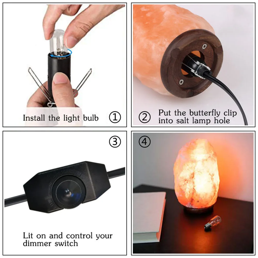 

Himalayan Salt Lamp Cord (5ft Plug) with Dimmer Switch Original Replacement Cords and Bulb 2PCS